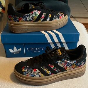 adidas x Liberty London Gazelle Bold Women’s Size 7.5 Black w/Floral Embroidery